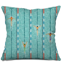 Swimmers In Swimming Pool Pillows 120236936