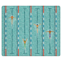 Swimmers In Swimming Pool Rugs 120236936