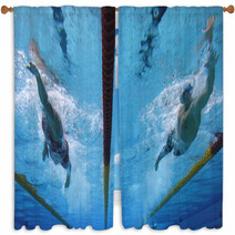 Swimming Action 1 Window Curtains 2037618
