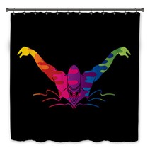 Swimming Butterfly Man Swimming Designed Using Melting Colors Graphic Vector Bath Decor 166290381
