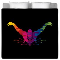 Swimming Butterfly Man Swimming Designed Using Melting Colors Graphic Vector Bedding 166290381