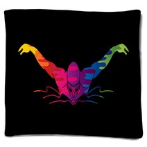Swimming Butterfly Man Swimming Designed Using Melting Colors Graphic Vector Blankets 166290381
