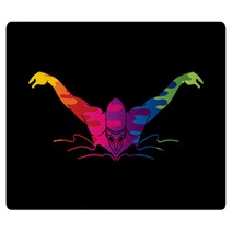 Swimming Butterfly Man Swimming Designed Using Melting Colors Graphic Vector Rugs 166290381
