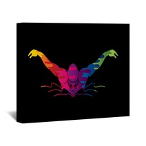 Swimming Butterfly Man Swimming Designed Using Melting Colors Graphic Vector Wall Art 166290381