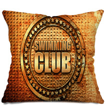 Swimming Club 3d Rendering Grunge Metal Stamp Pillows 134275200