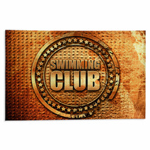 Swimming Club 3d Rendering Grunge Metal Stamp Rugs 134275200