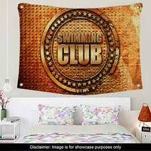 Swimming Club 3d Rendering Grunge Metal Stamp Wall Art 134275200