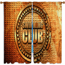 Swimming Club 3d Rendering Grunge Metal Stamp Window Curtains 134275200