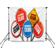 Swimming Club 3d Rendering Street Signs Backdrops 113164014