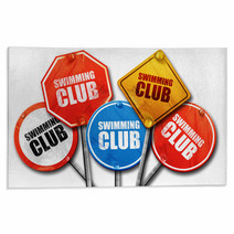 Swimming Club 3d Rendering Street Signs Rugs 113164014