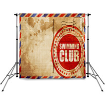Swimming Club Red Grunge Stamp On An Airmail Background Backdrops 113564190
