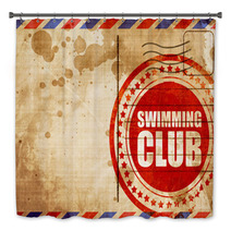 Swimming Club Red Grunge Stamp On An Airmail Background Bath Decor 113564190