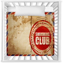 Swimming Club Red Grunge Stamp On An Airmail Background Nursery Decor 113564190