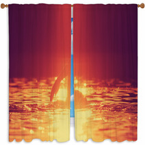 Swimming In Sunset/sunrise Window Curtains 72919084