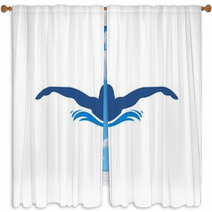 Swimming Logo Window Curtains 105873983