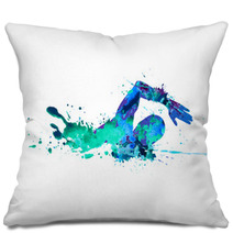 Swimming Man Splash Paint Pillows 113600395