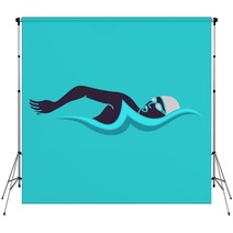 Swimming Man Swimming Logo Vector Illustration Backdrops 186624783