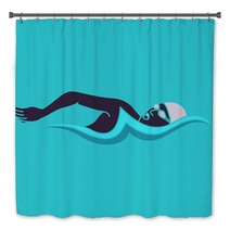 Swimming Man Swimming Logo Vector Illustration Bath Decor 186624783