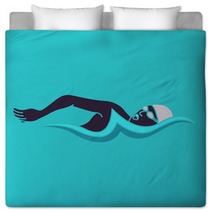 Swimming Man Swimming Logo Vector Illustration Bedding 186624783