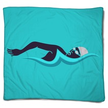 Swimming Man Swimming Logo Vector Illustration Blankets 186624783