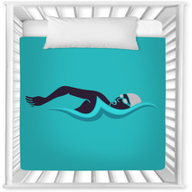 Swimming Man Swimming Logo Vector Illustration Nursery Decor 186624783