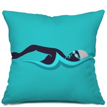 Swimming Man Swimming Logo Vector Illustration Pillows 186624783