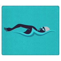Swimming Man Swimming Logo Vector Illustration Rugs 186624783