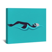 Swimming Man Swimming Logo Vector Illustration Wall Art 186624783
