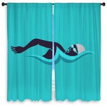 Swimming Man Swimming Logo Vector Illustration Window Curtains 186624783