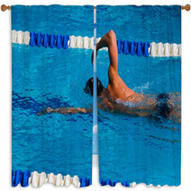 Swimming Stock Image Window Curtains 77905575