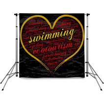 Swimming Word Cloud Heart Italic Font Grunge Background Hobby Backdrops 136144999