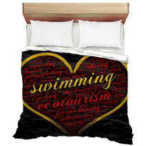 Swimming Word Cloud Heart Italic Font Grunge Background Hobby Bedding 136144999