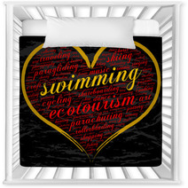Swimming Word Cloud Heart Italic Font Grunge Background Hobby Nursery Decor 136144999