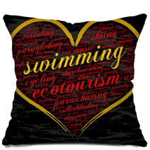 Swimming Word Cloud Heart Italic Font Grunge Background Hobby Pillows 136144999