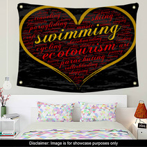 Swimming Word Cloud Heart Italic Font Grunge Background Hobby Wall Art 136144999