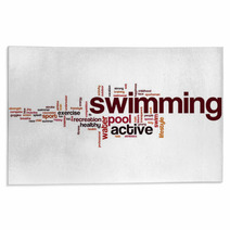 Swimming Word Cloud Rugs 73888973