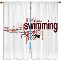 Swimming Word Cloud Window Curtains 73888973