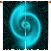 Swirling Star - Turquoise. Abstract Background. Window Curtains 63872751