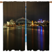 Sydney Harbour At Night Window Curtains 44921265