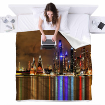 Sydney Harbour With Opera House And Bridge Blankets 43637580