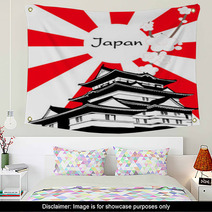 Symbol Pagoda Of Japan With Sakura Flower Vector Wall Art 66435637