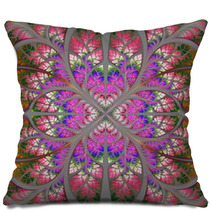 Symmetrical Fractal Pattern. Collection - Tree Foliage. Red, Pur Pillows 70567212