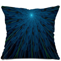 Symmetrical Gold Blue Fractal Flower Pillows 65874031