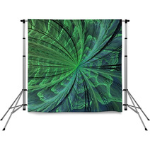 Symmetrical Green Fractal Flower, Digital Artwork Backdrops 65873815