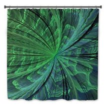 Symmetrical Green Fractal Flower, Digital Artwork Bath Decor 65873815
