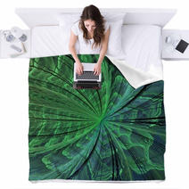 Symmetrical Green Fractal Flower, Digital Artwork Blankets 65873815