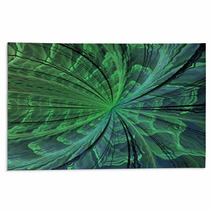 Symmetrical Green Fractal Flower, Digital Artwork Rugs 65873815