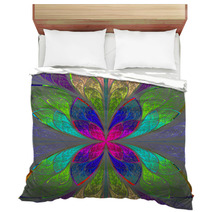 Symmetrical Multicolor Fractal Flower In Stained Glass Style. Co Bedding 64352128