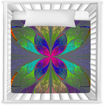 Symmetrical Multicolor Fractal Flower In Stained Glass Style. Co Nursery Decor 64352128