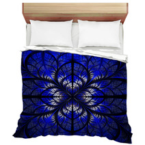 Symmetrical Pattern Of The Leaves In Blue And Black. Collection Bedding 71183110